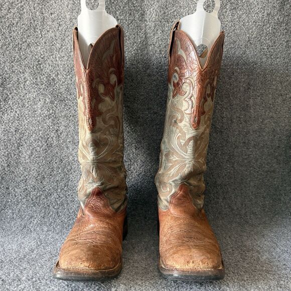 VTG Jurassic Ranch Distressed Genuine Leather Buckaroo Cowboy Boots Western 9.5D main image 7